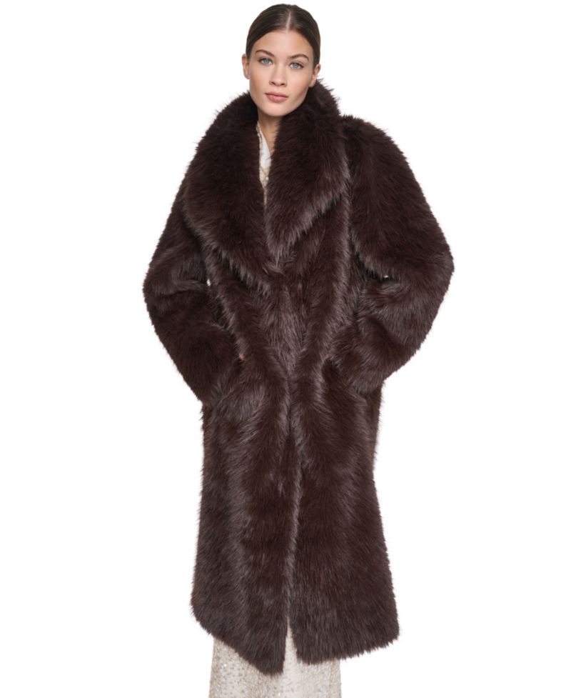 Women's Collared Faux Fur Coat