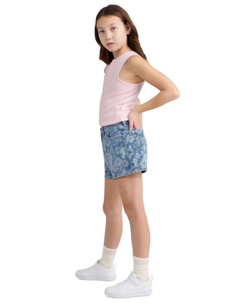 Girls’ High-Rise Relaxed Floral Denim Shorts