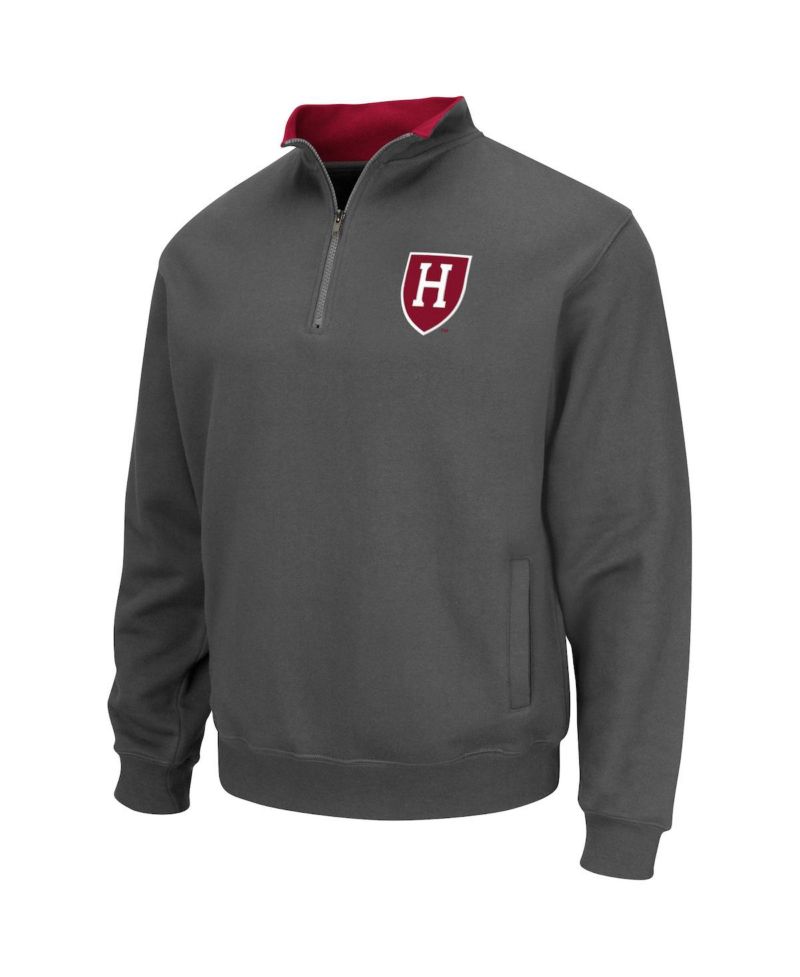 Men's Charcoal Harvard Crimson Tortugas Team Logo Quarter-Zip Jacket
