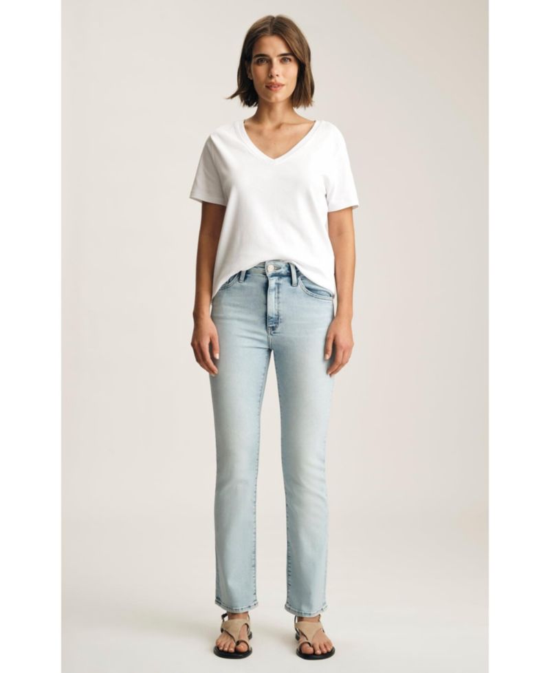 Women's New York High Rise Straight Leg In Lt Brushed Classic Blue