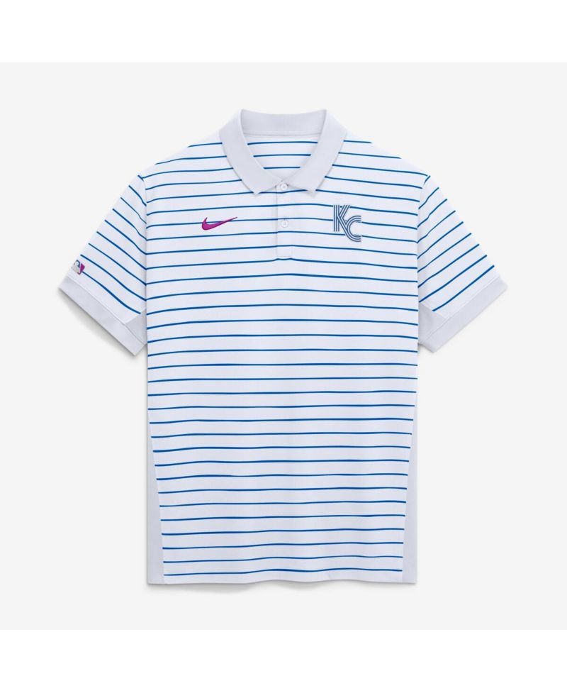 Men's White Kansas City Royals 2026 City Connect Authentic Collection Striped Victory Dri-FIT Polo Shirt