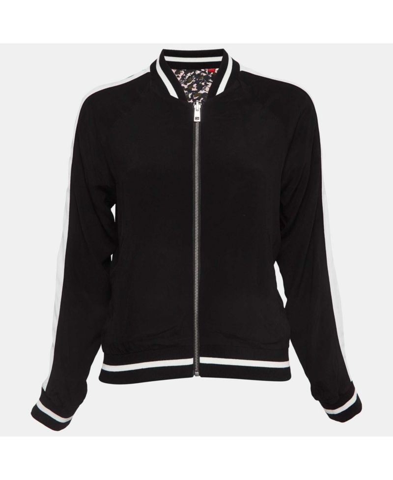 Women's Pre-Owned Zadig and Voltaire Pink/black Printed Crepe Reversible Billy Leo Jacket