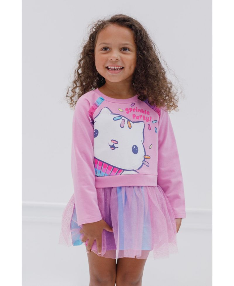 Girls' (6-12) Pandy Paws Cakey Cat French Terry Dress