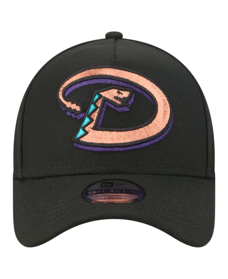 Big Boys and Girls Black Arizona Diamondbacks Cooperstown Logo 9FORTY A-Frame Adjustable Hat