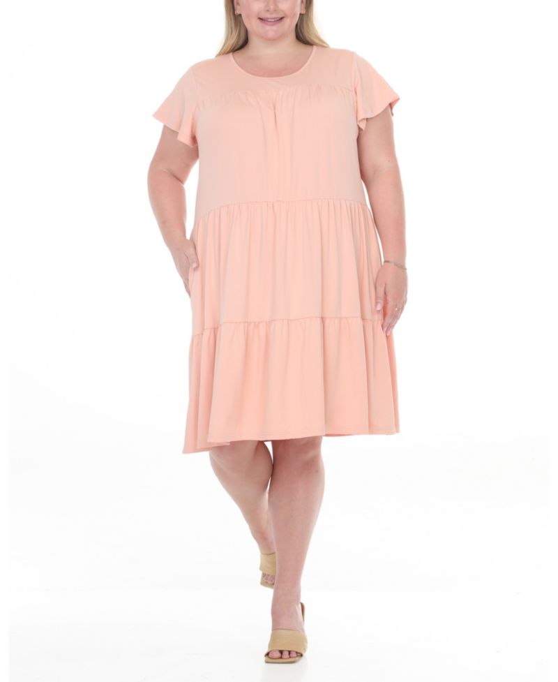 Plus Size Flutter-Sleeve Ruffle Tiered Dress