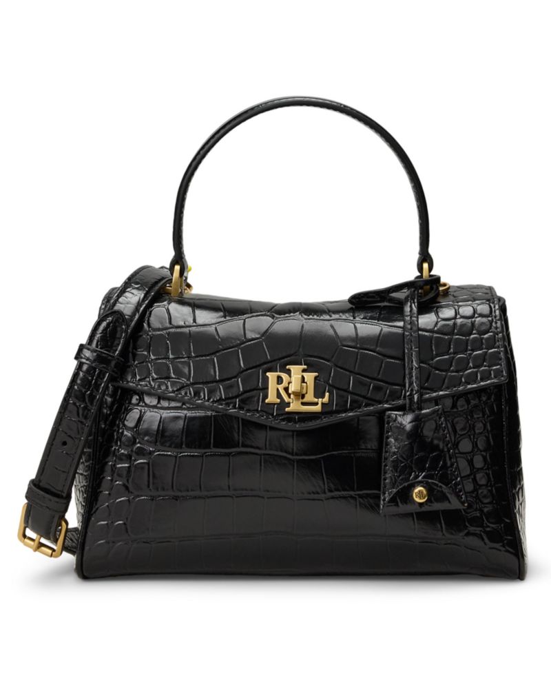Farrah Croc-Embossed Small Soft Satchel Bag