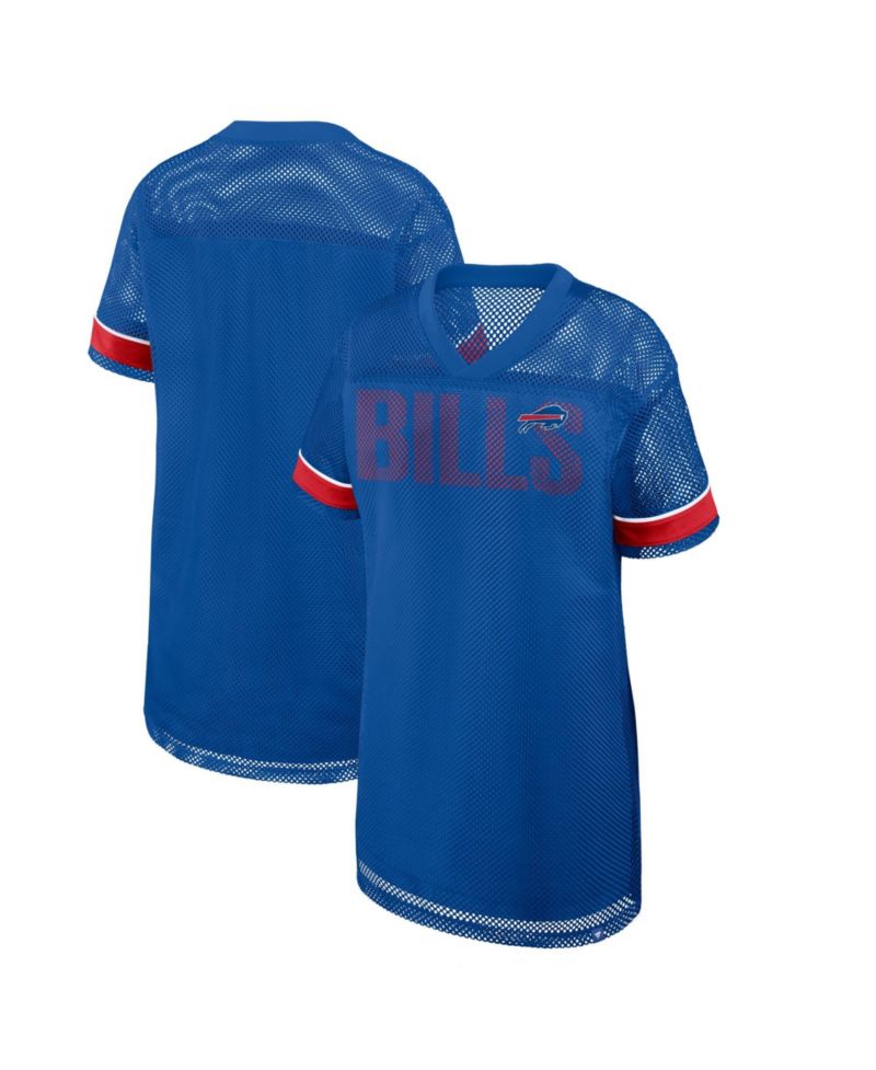 Women's Royal Buffalo Bills Oversized Team First Deep Route Mesh V-Neck Dress