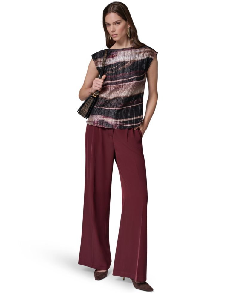 Petite Sleeveless Boat-Neck Striped Blouse