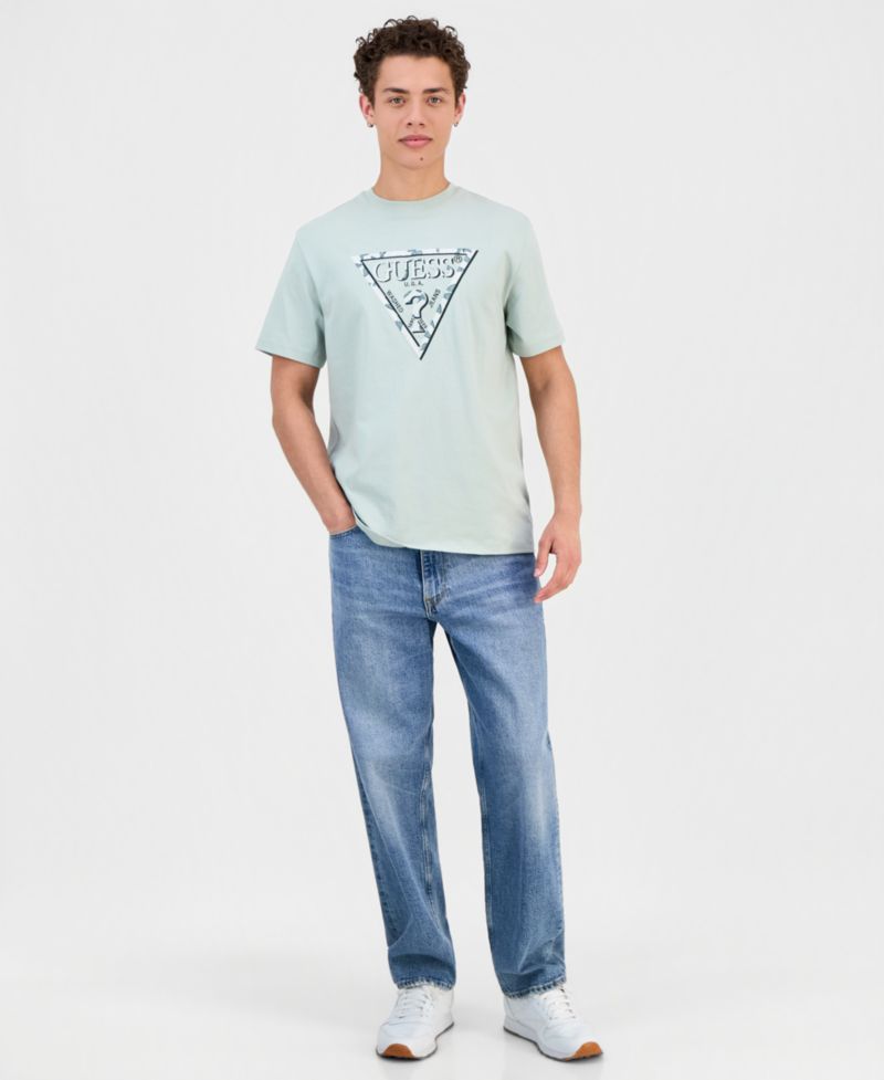 Men's Triangle Leaves Embroidery T-Shirt