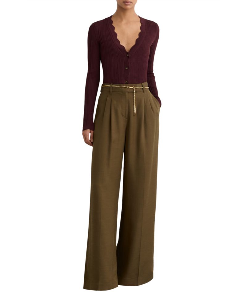 Women's Vinny Rib-Knit Scallop-Trim Cardigan