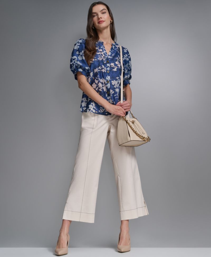 Women's Short-Sleeve Burnout Woven Top