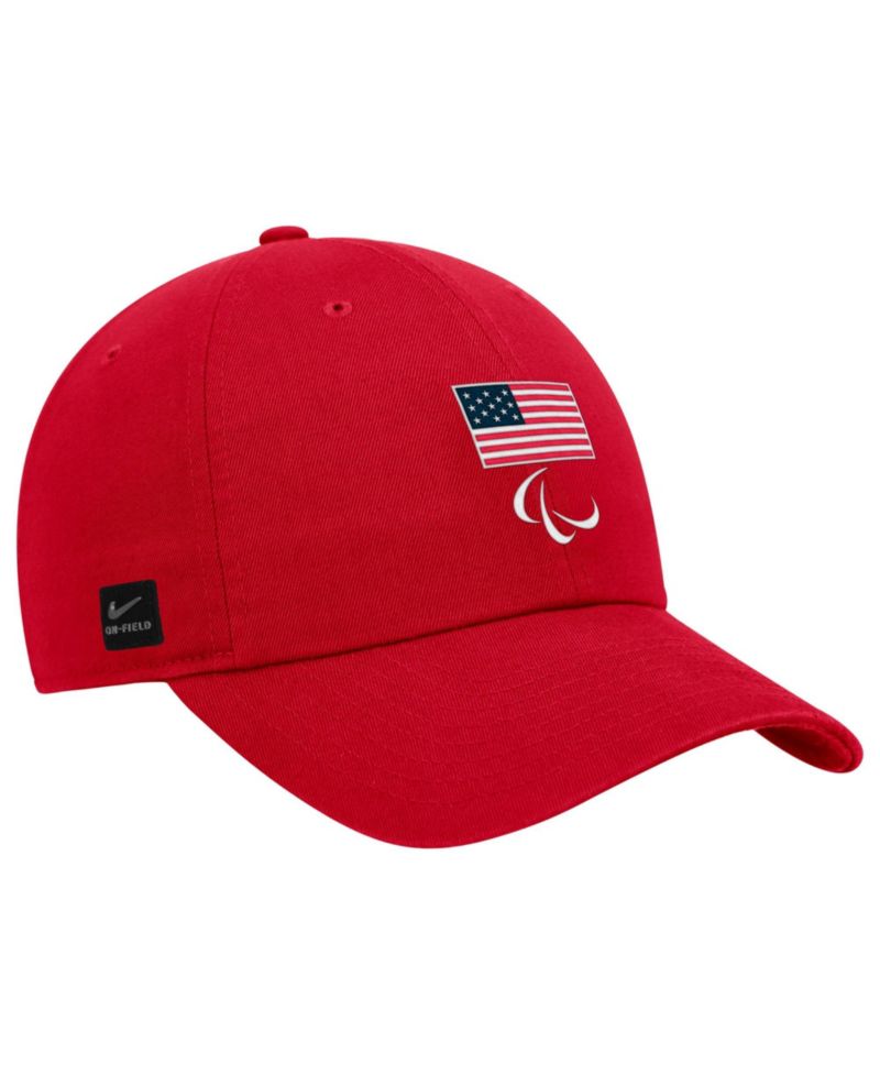 Big Boys and Girls Red U.S. Paralympics Crest Logo Club Adjustable Hat