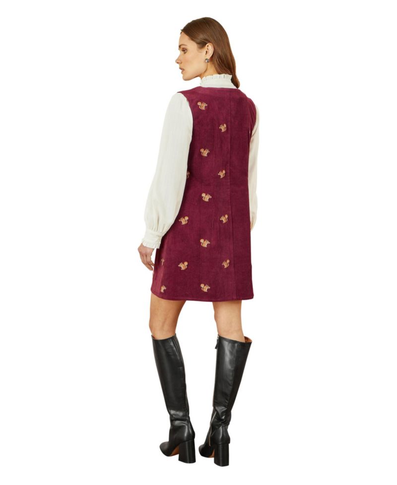 Women's V-Neck Cord Pinafore Dress