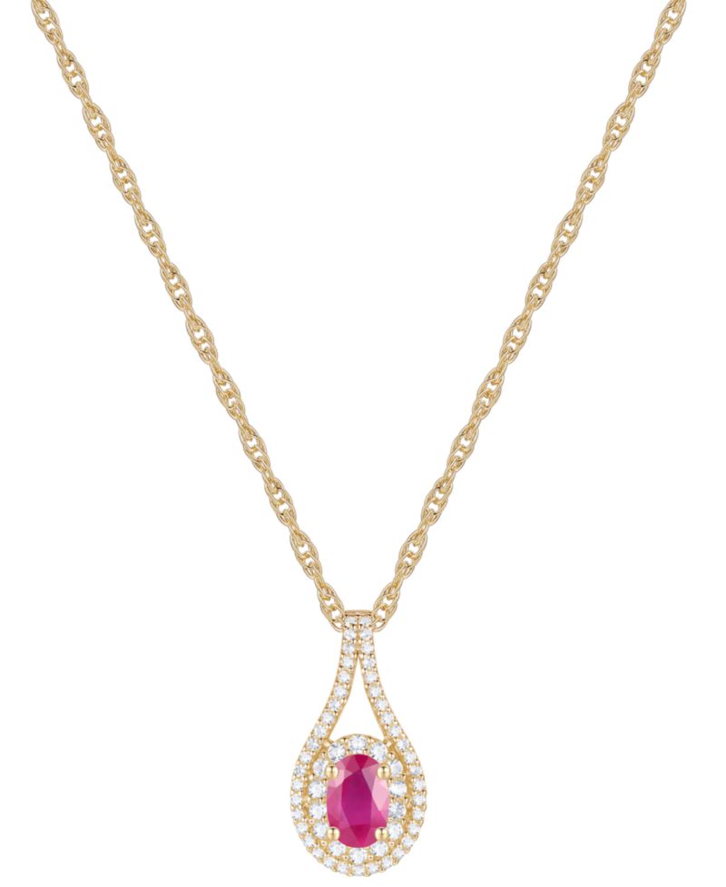 Ruby (1/2 ct. t.w.) & Diamond (1/4 ct. t.w.) Pendant Necklace in 14k Gold