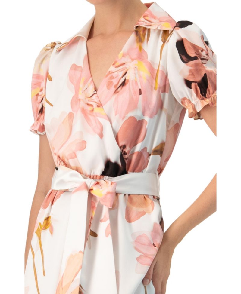 Women's Short Sleeve V-Neck Collared Maxi Dress