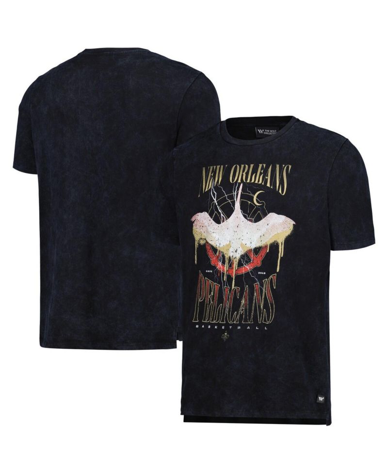 Men's and Women's Black Distressed New Orleans Pelicans Tour Band T-shirt
