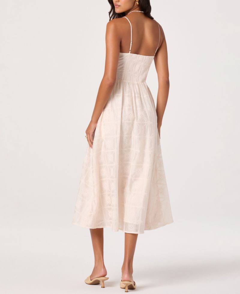 Women's Aubrey Sweetheart Neck Embroidered Eyelet Midi Dress