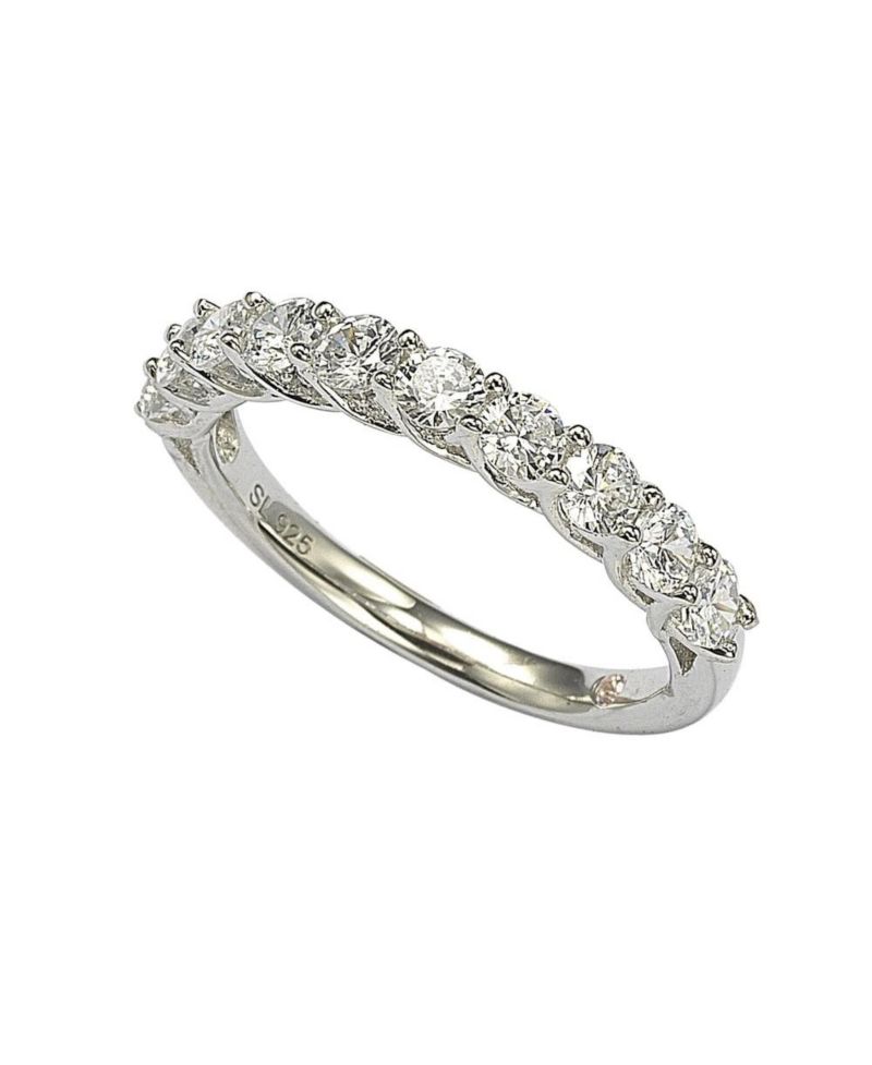 Suzy Levian Sterling Silver White Cubic Zirconia Half Band