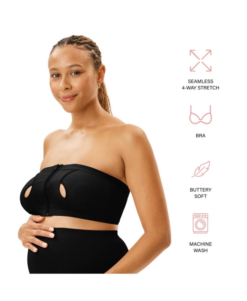 Maternity Motherhood Seamless Front Close Nursing and Hands-Free Pumping Bandeau Bra