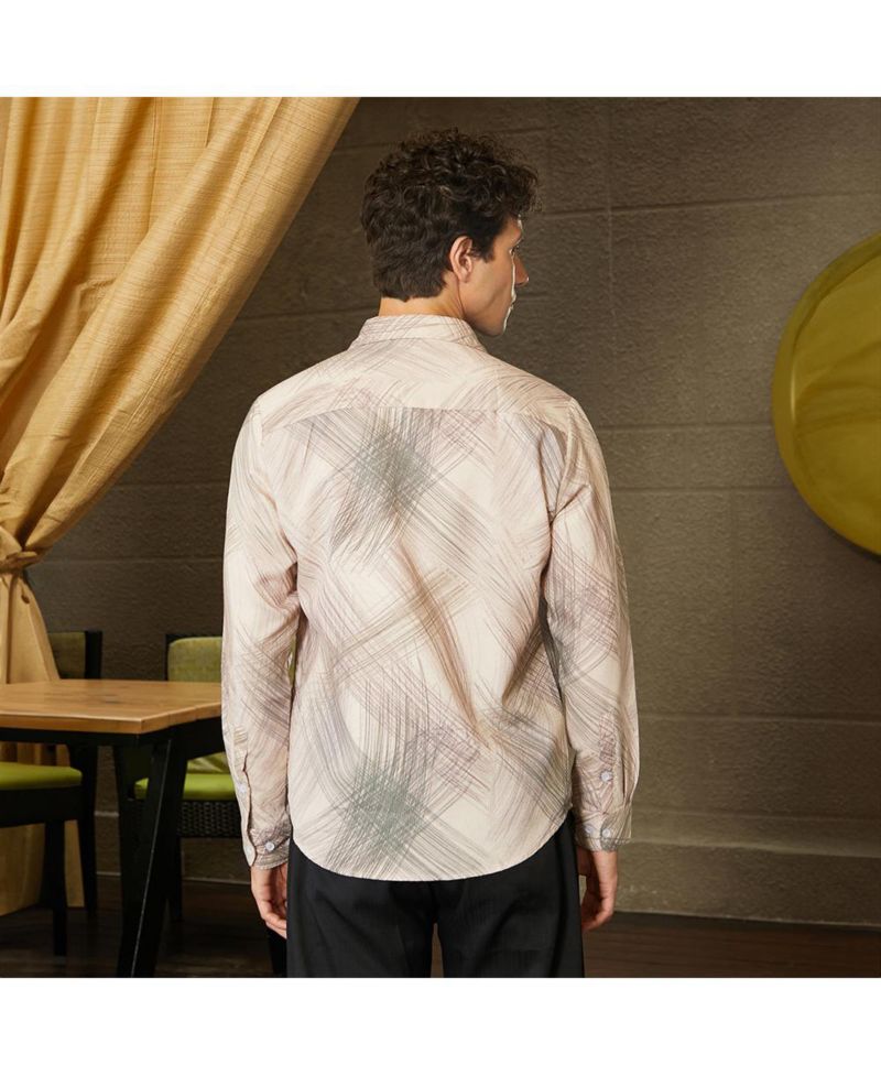 Men's Saltbox Beige Faded Strokes Shirt