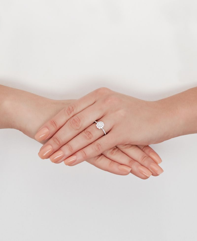 Diamond Flower Engagement Ring (1/2 ct. t.w.) in 14k White Gold