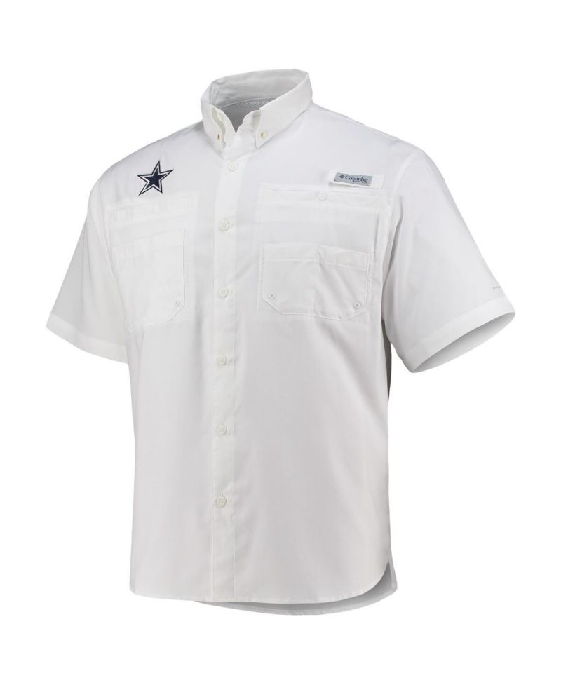 Men's PFG White Dallas Cowboys Tamiami Omni-Shade Button-Down Shirt