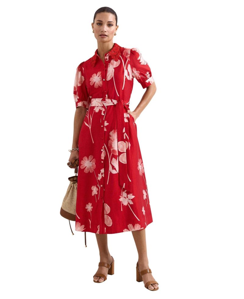 Women's Delphine Floral Midi Short-Sleeve Dress