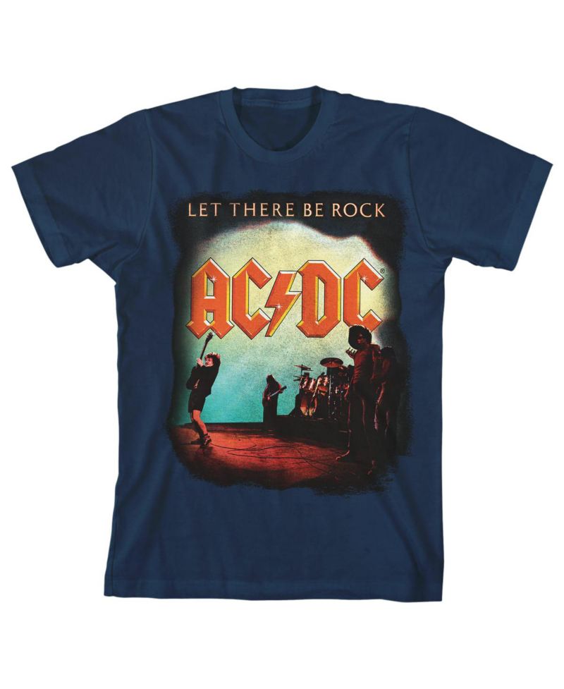 Let There Be Rock Navy Boy's Short-Sleeve T-shirt-XS