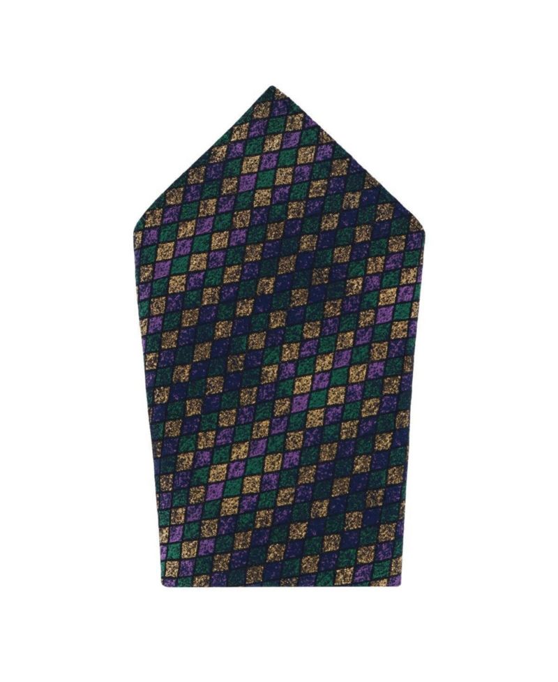 Men's Carnival Diamond Necktie and Pocket Square Bundle
