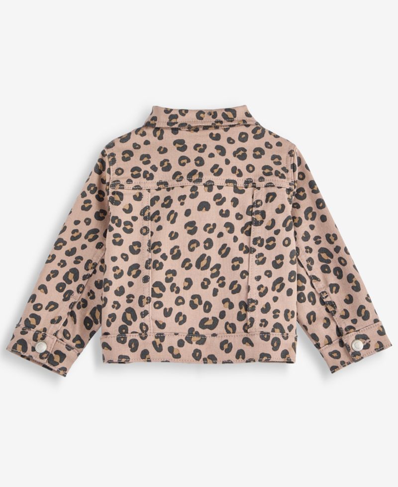 Baby Girls' 3M-24M Leopard-Print Denim Jacket