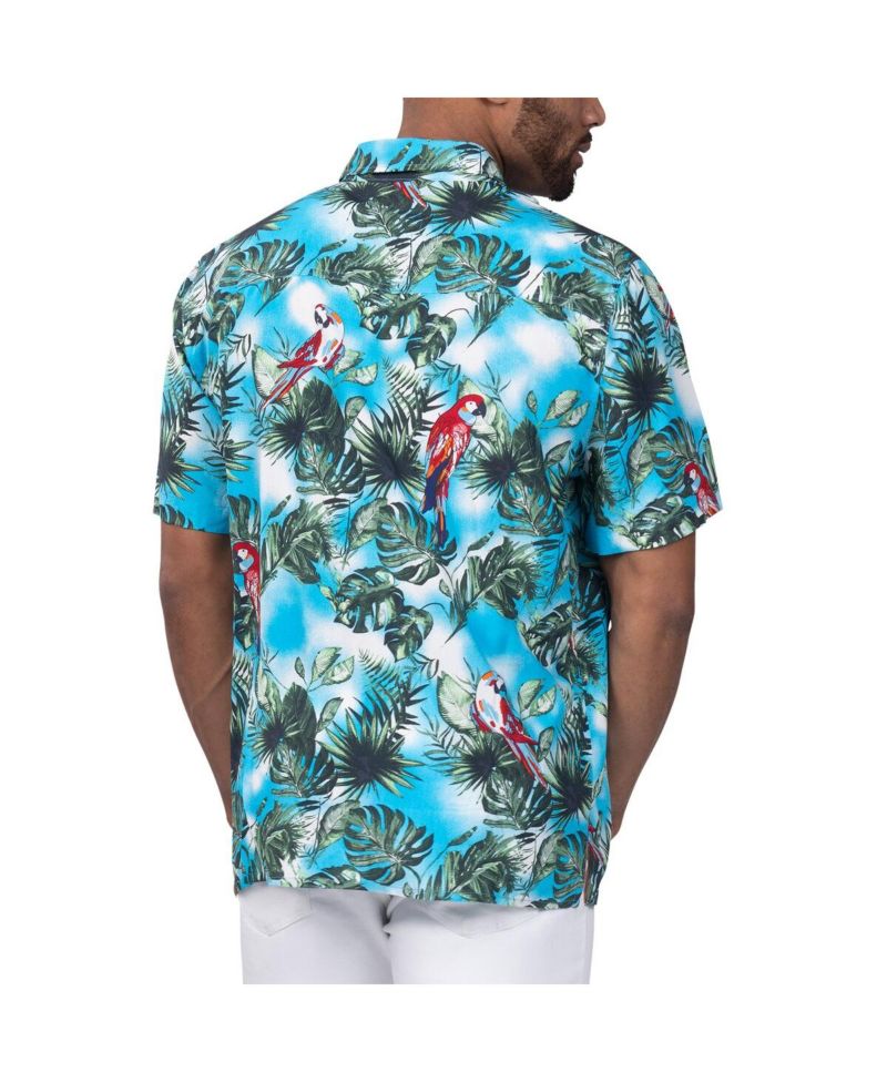 Men's Light Blue Chase Elliott Jungle Parrot Party Button-Up Shirt