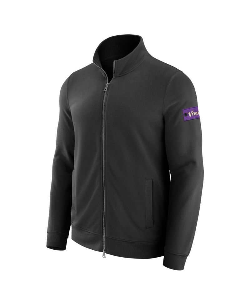 Men's Black Minnesota Vikings QB1 Full-Zip Sweatshirt