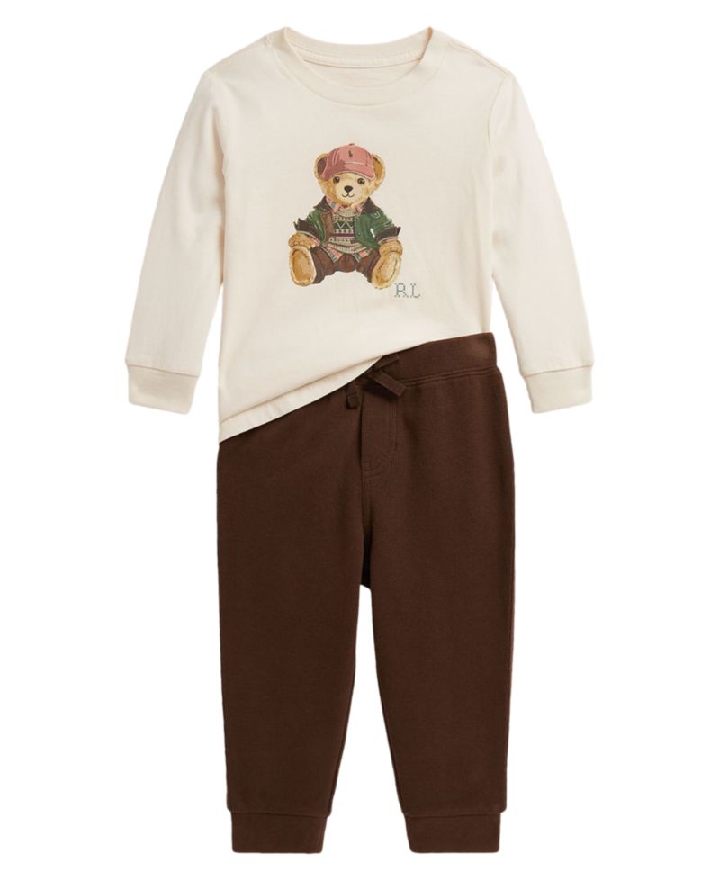 Baby Boys' Polo Bear Cotton T-Shirt and Jogger Pants, 2-Piece Set