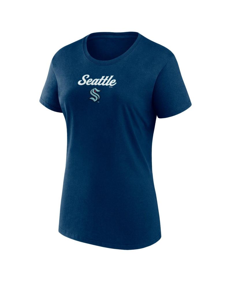 Women's Navy, Gray Seattle Kraken Script T-shirt and Shorts Set