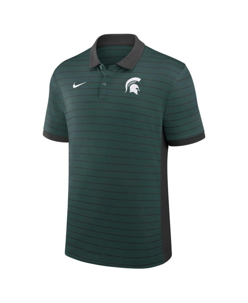 Men's Green Michigan State Spartans 2025 Early Season Coaches Sideline Victory Stripe Performance Polo Shirt