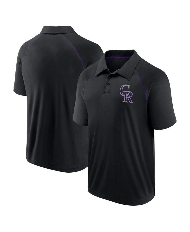 Men's Black Colorado Rockies Strong Alone Raglan Polo