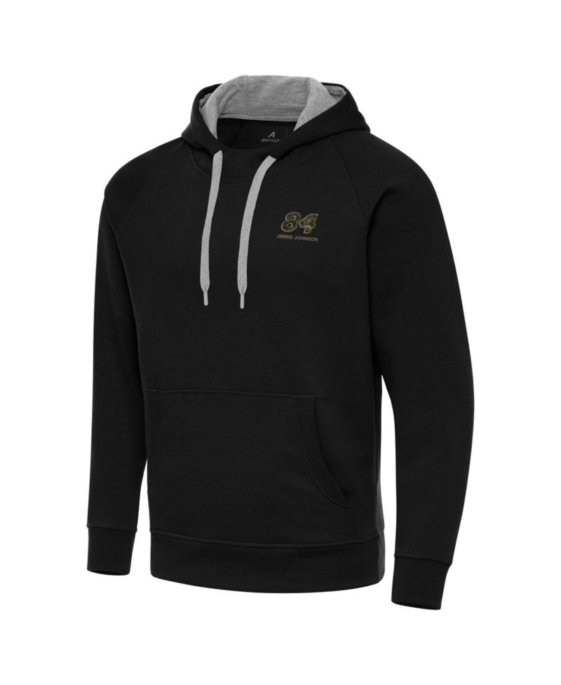 Men's Antigua Black Jimmie Johnson Fleece Victory Pullover Hoodie