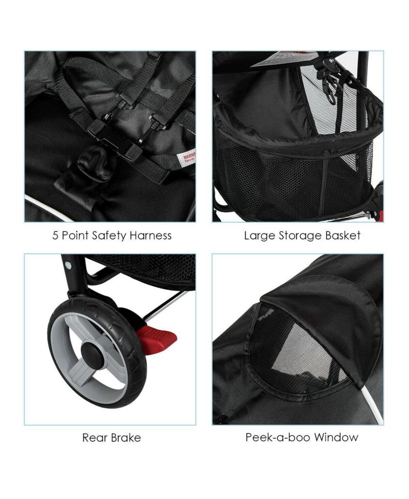 Foldable Lightweight Baby Stroller Kids Travel Pushchair 5-Point