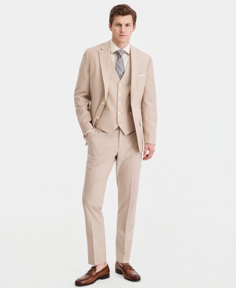 Men's Modern-Fit TH Flex Stretch Cotton Suit Separate Vest