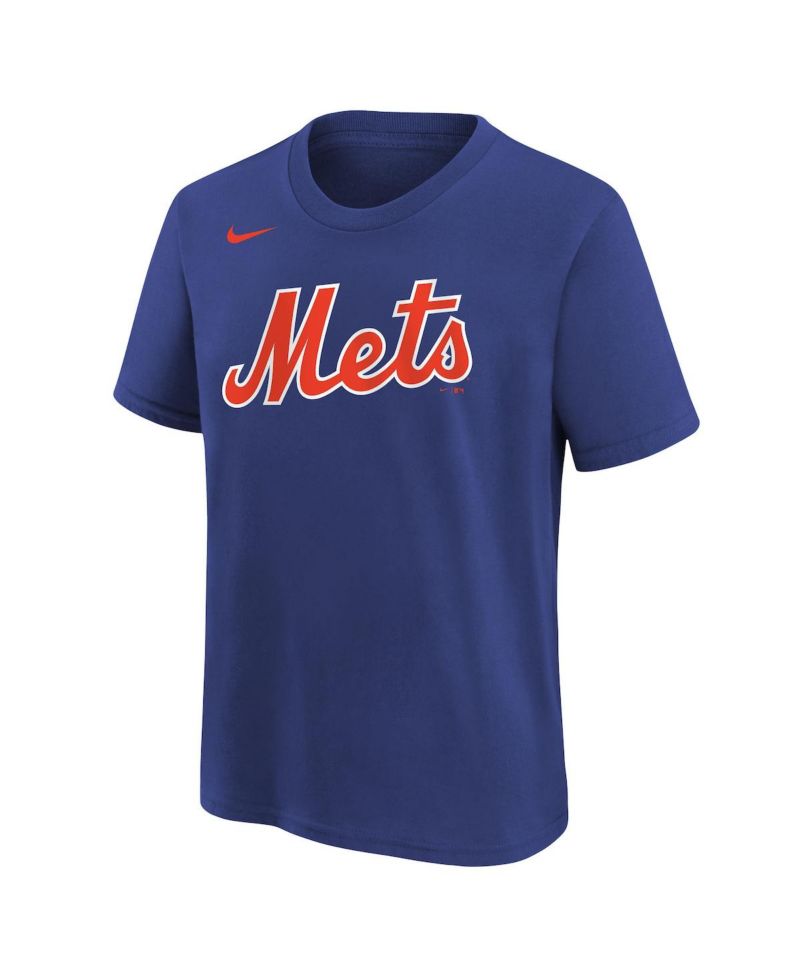 Big Boys and Girls Royal New York Mets Wordmark T-Shirt