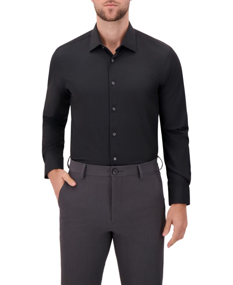 Men's 4-Way Check-Print Woven Dress Shirt
