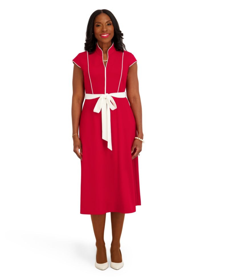 Women's Seam Bodice V-Neck Dress