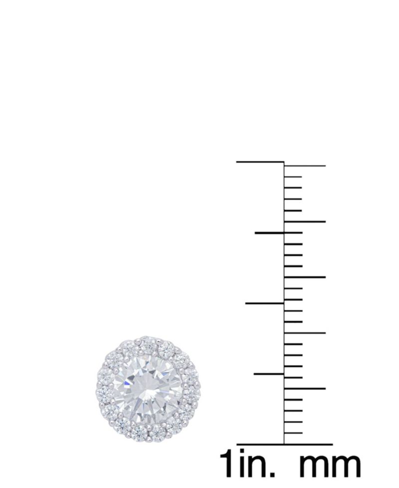 Cubic Zirconia Round Stud Silver Plate Earrings