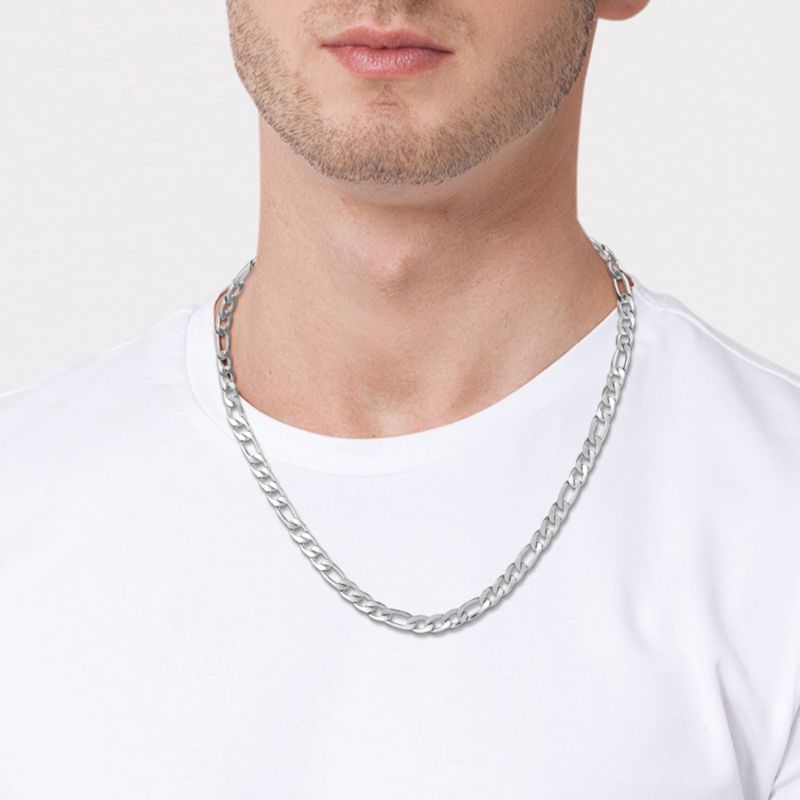 Men’s Figaro Chain Necklace, Silver-Tone 22'' Links