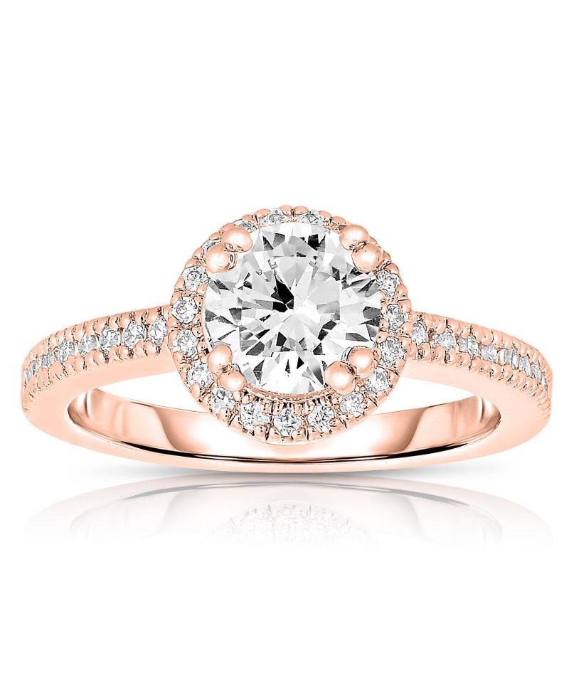Radiant 18K Rose Gold Plated Round-Cut Cubic Zirconia Ring