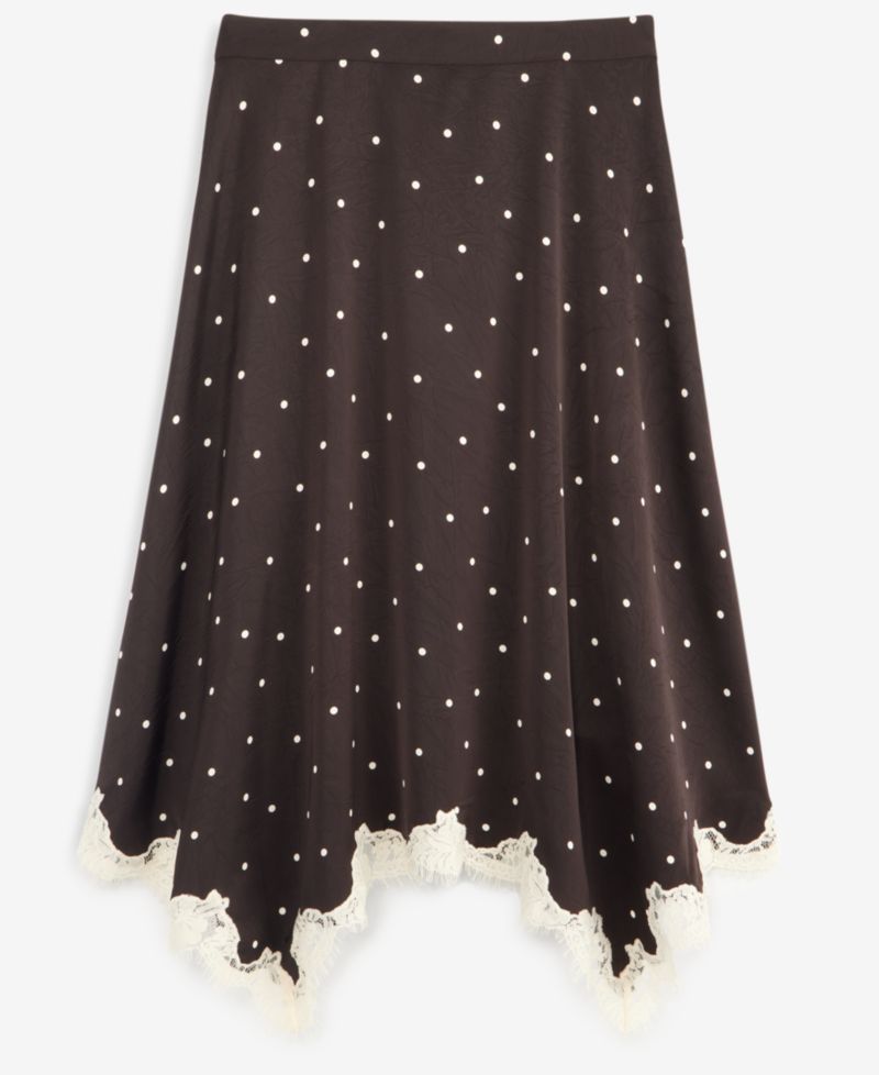 Women's Lace-Trim Handkerchief-Hem Midi Skirt