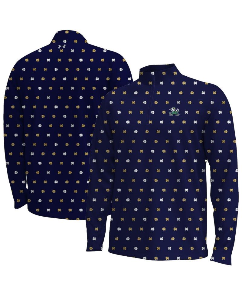 Men's Navy Notre Dame Fighting Irish Gameday ArmourFuse Half-Zip Jacket