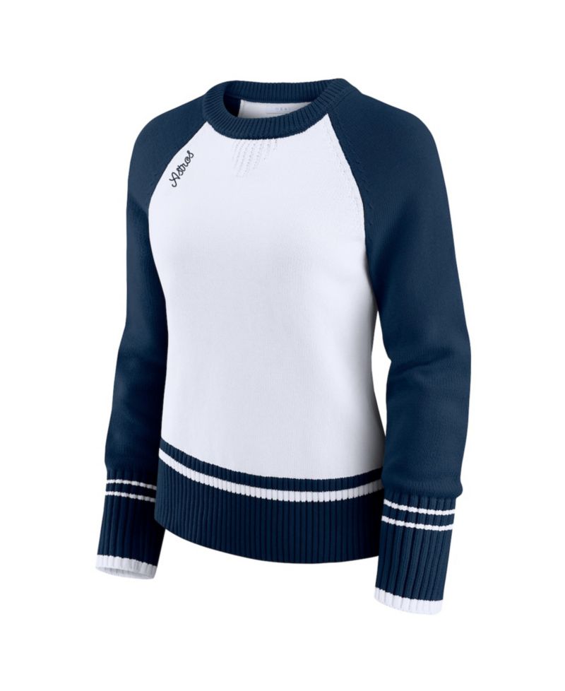 Women's White Houston Astros Color Block Raglan Sweater