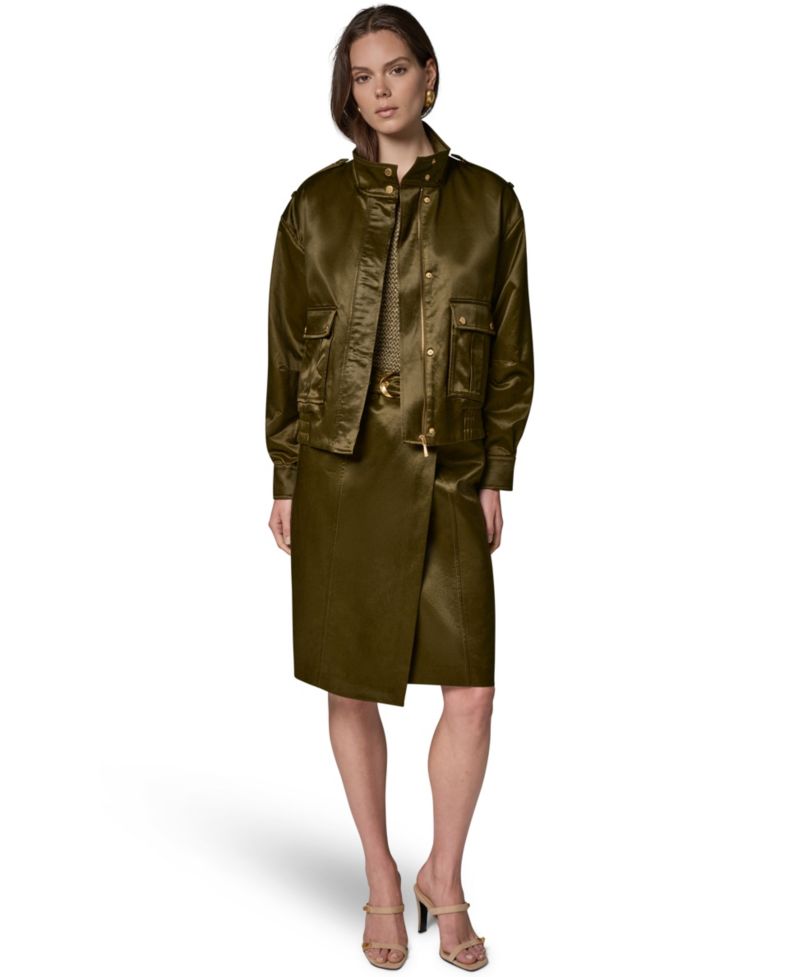 Women's Glazed Cotton Zip-Front Jacket