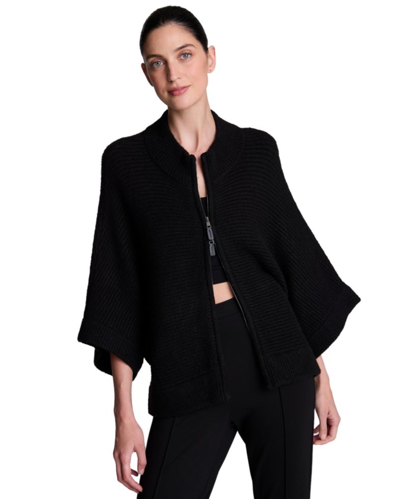 Women's Elbow Sleeve Doleman Zip-Up Cardigan